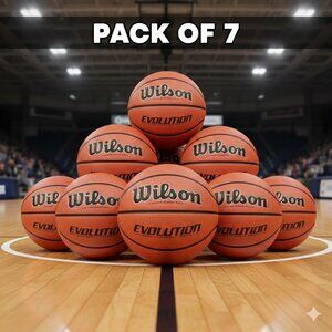 Wilson Evolution Basketball 29.5" Official Size 7 Indoor Game Ball -Pack of 7